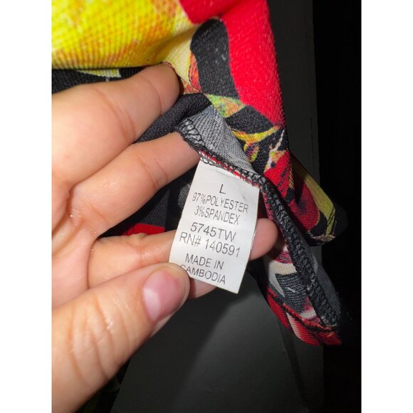 Floral Print Top By CQ By CQ -Large Polyester & Spandex Multi-Color Short Sleeve - Picture 7 of 9